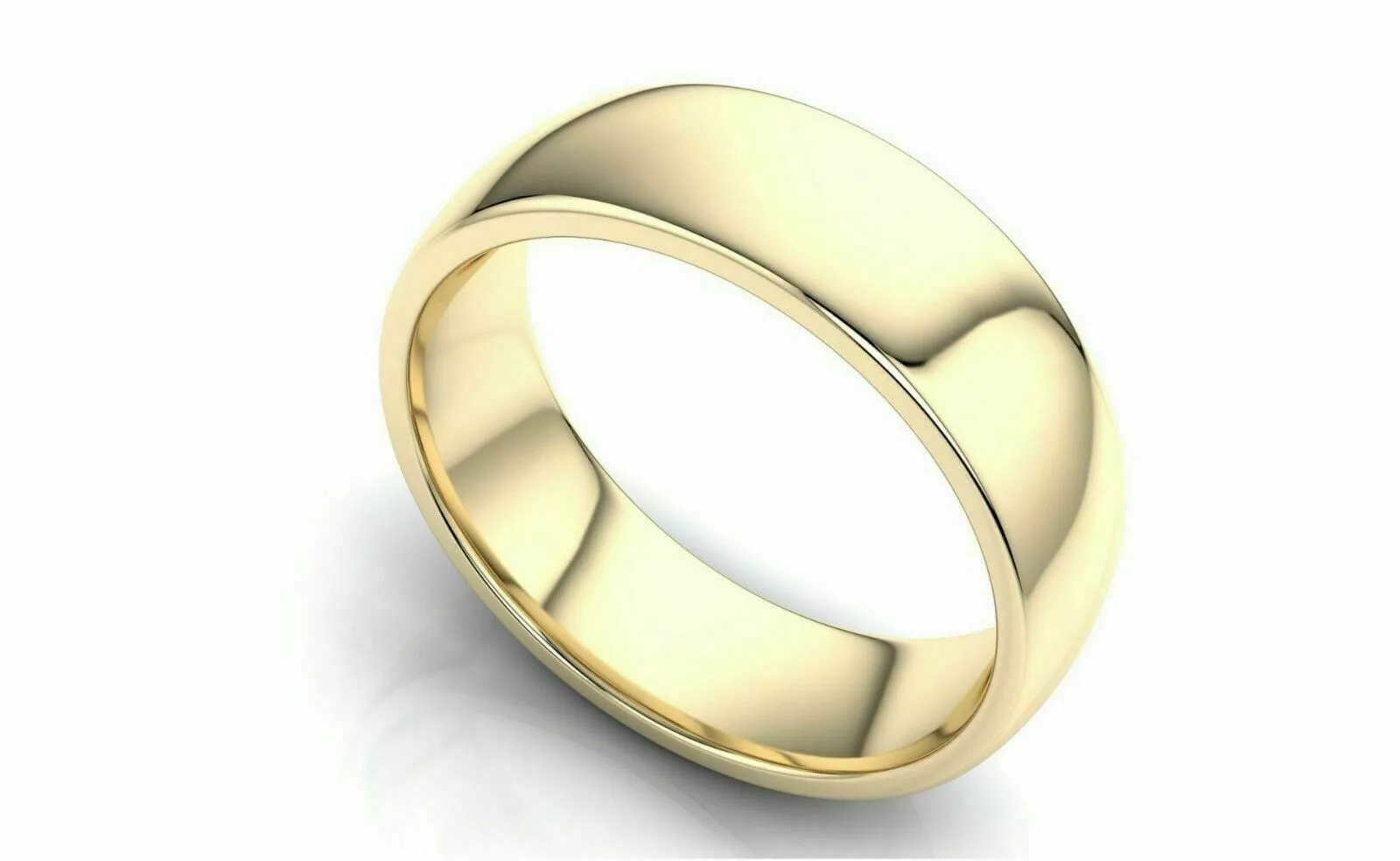 18k Solid Gold 7mm Comfort Fit Wedding Flat Band in 18k Yellow Gold All sizes 