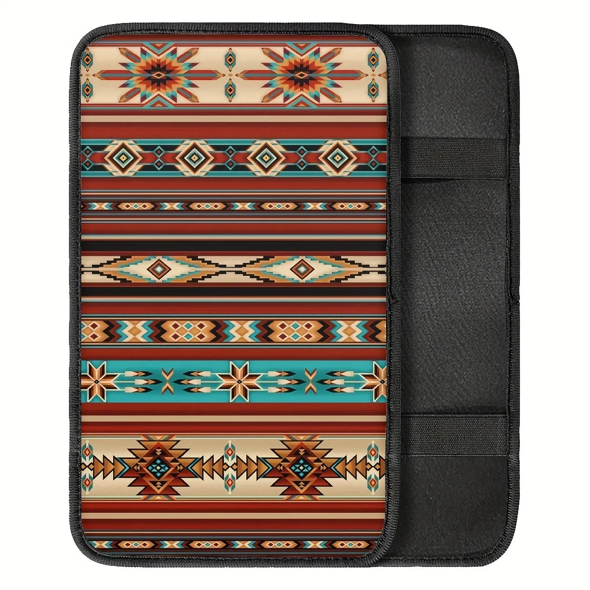 1pc Southwestern Pattern Car Armrest Box Cover Pad, Car Center Armrest Box Cushion, Universal Fit For Vehicle, SUV, Truck