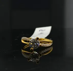 22K Solid Gold Simple Stunning Ring With Stone R5543