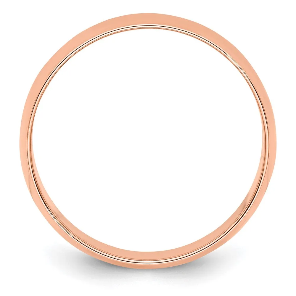 2mm to 6mm 14K Rose Gold Lightweight Half Round Standard Fit Band