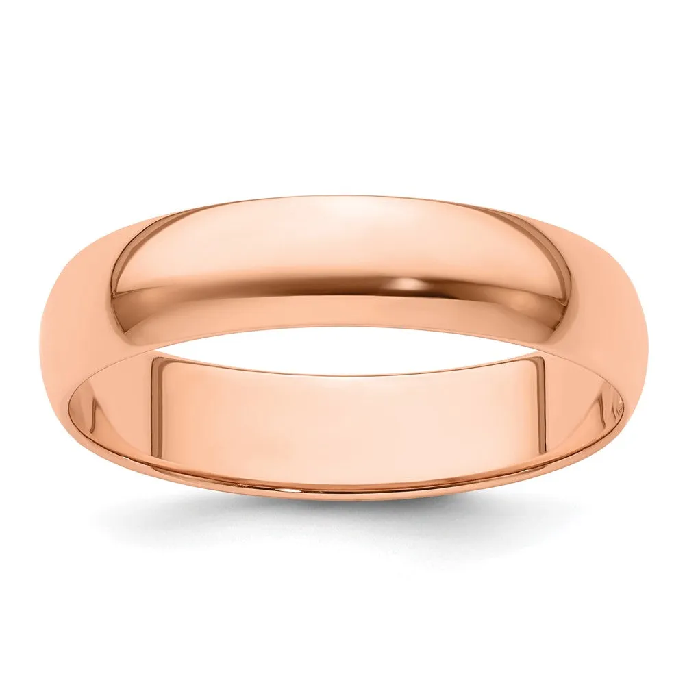 2mm to 6mm 14K Rose Gold Lightweight Half Round Standard Fit Band