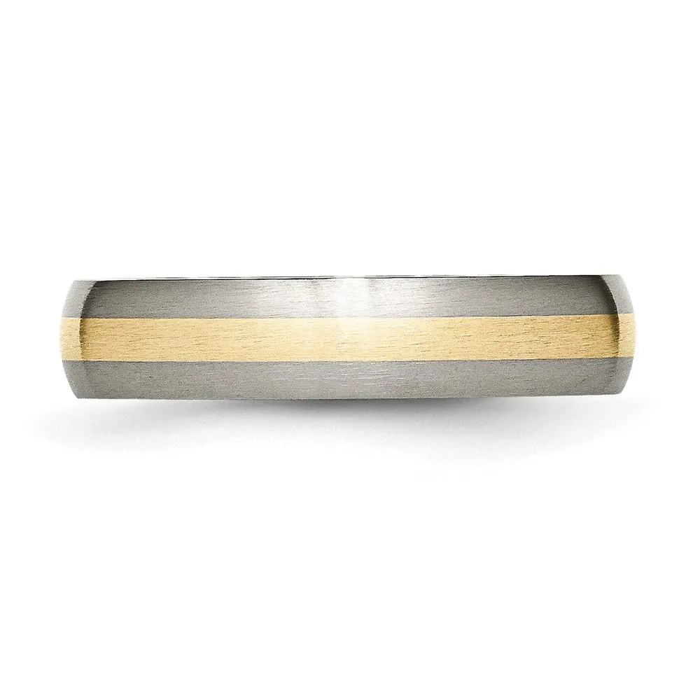 5mm Titanium & 14k Gold Inlay Brushed Domed Standard Fit Band