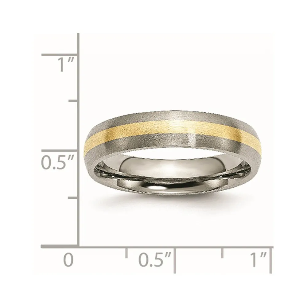 5mm Titanium & 14k Gold Inlay Brushed Domed Standard Fit Band