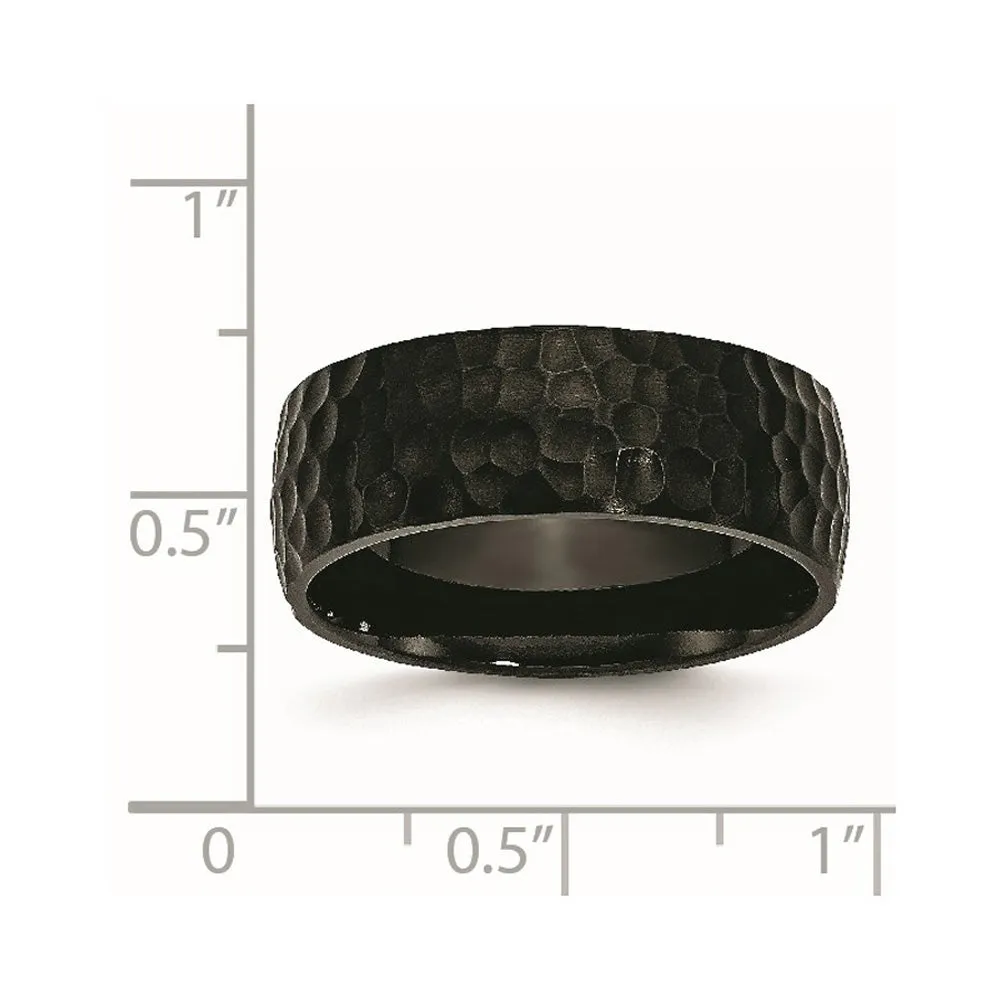 8mm Black Plated Titanium Brushed & Hammered Standard Fit Band