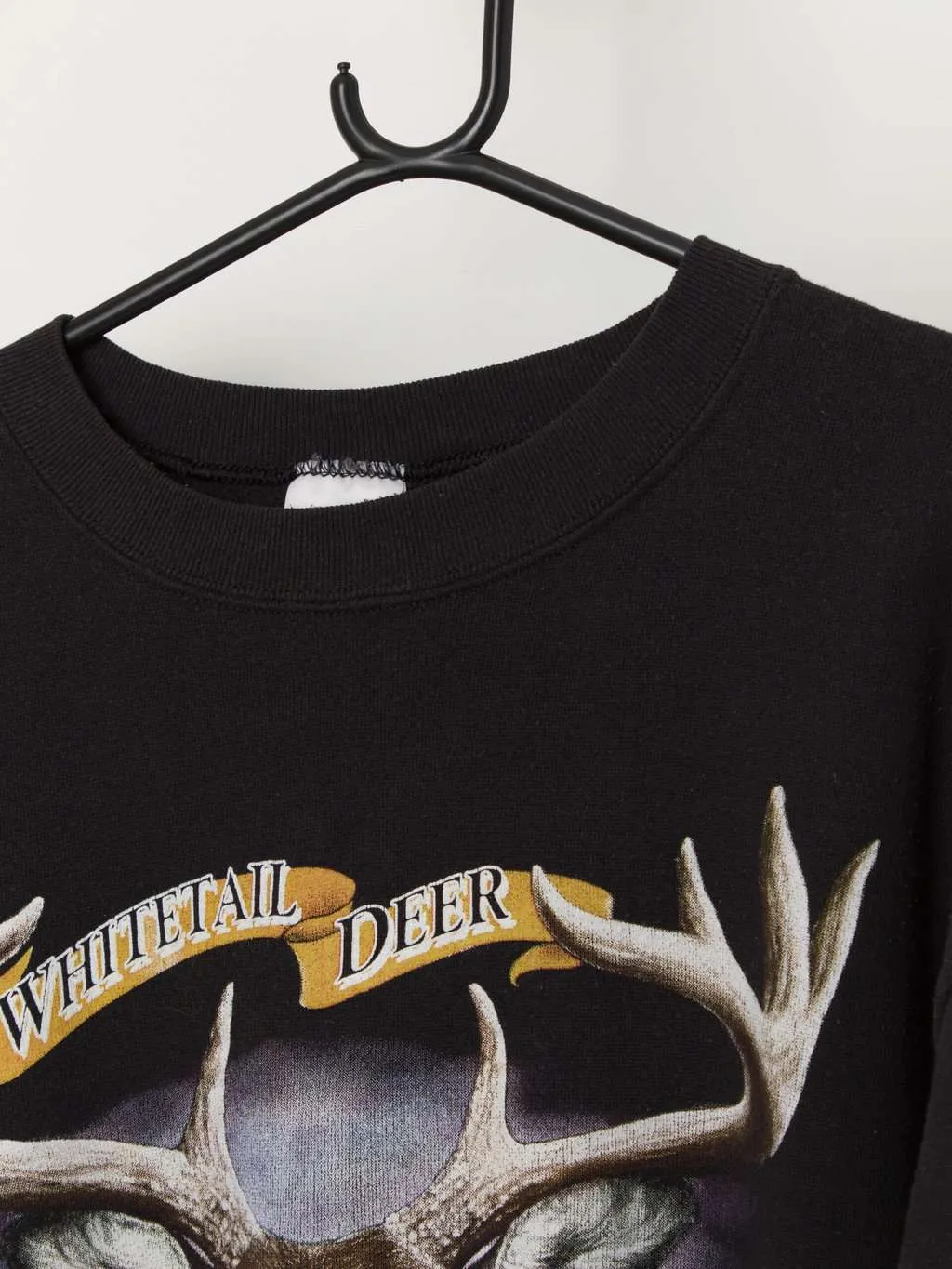 90s vintage deer graphic sweatshirt in black – Large / XL