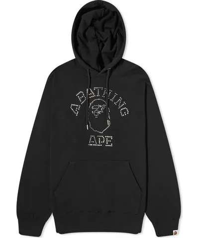 A Bathing Ape Men's Rhisestone College Pullover Hoodie