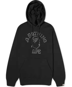 A Bathing Ape Men's Rhisestone College Pullover Hoodie