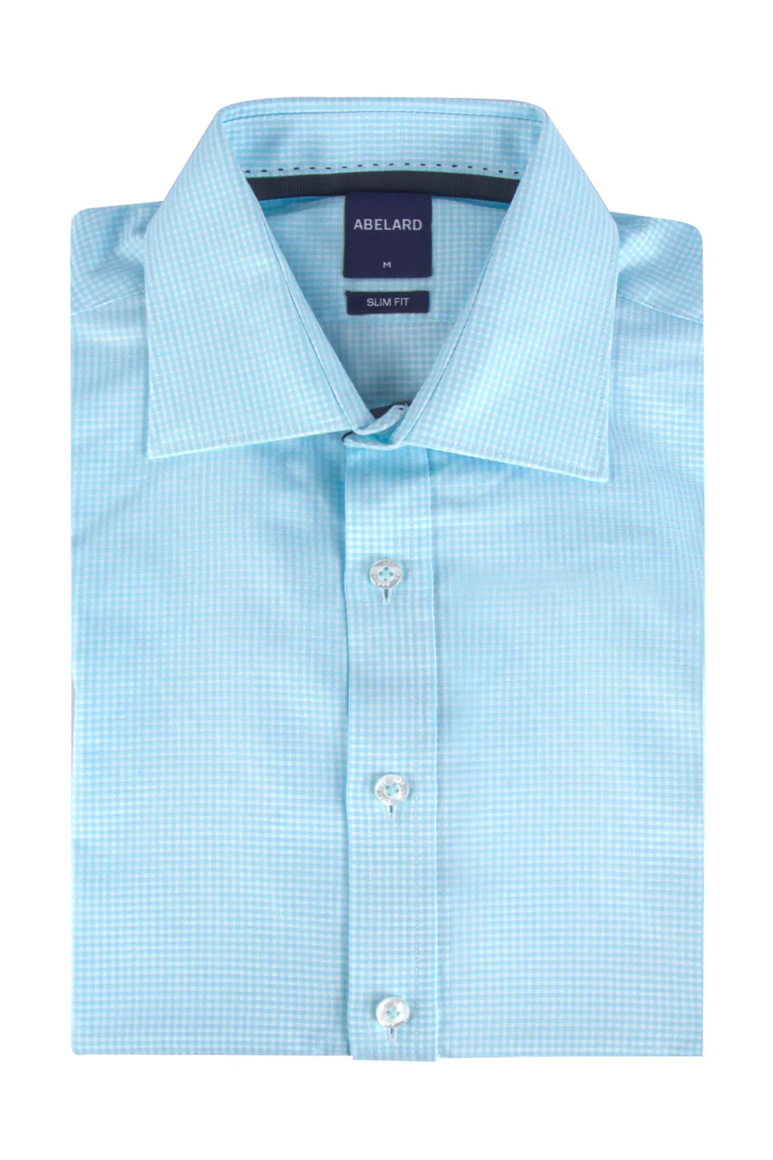 Abelard Slim Single Cuff Check Shirt Azure