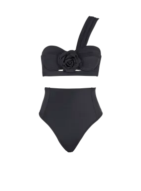 Asymmetric two-piece swimming costume