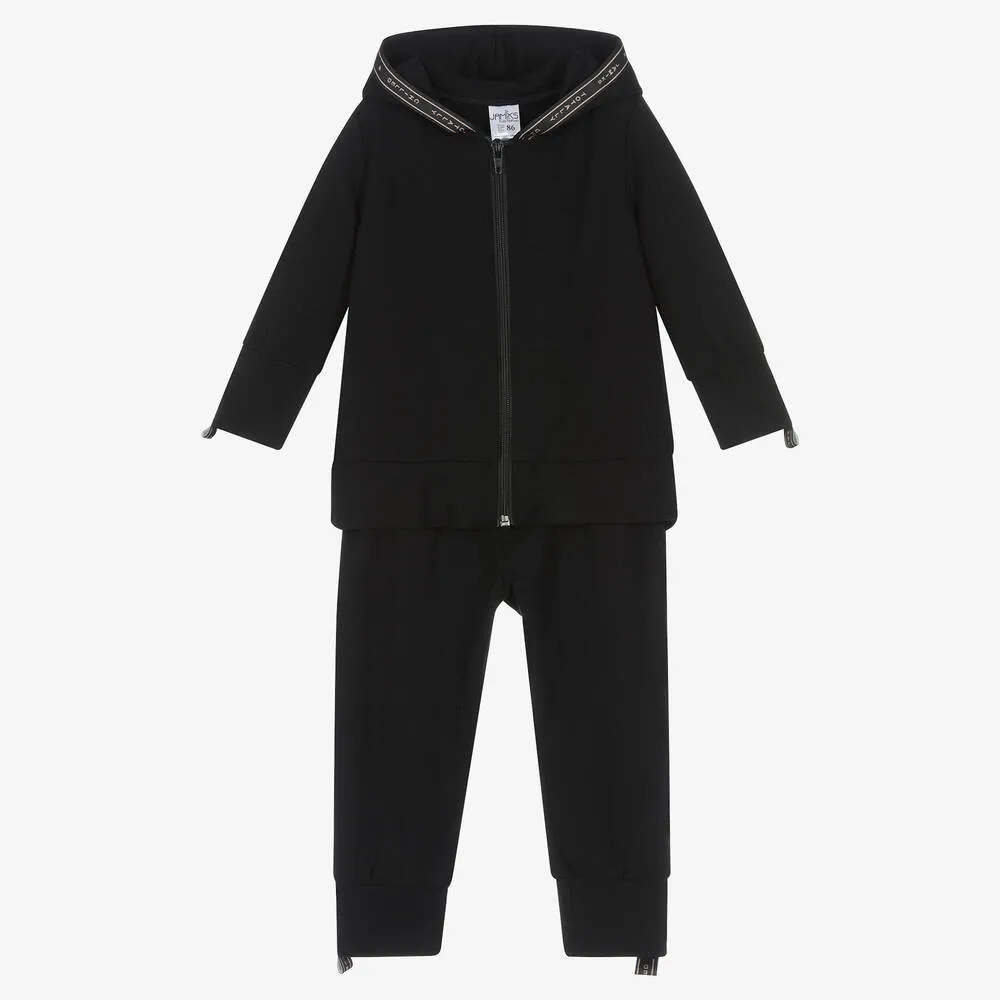 Black Cotton & Bamboo Hooded Tracksuit