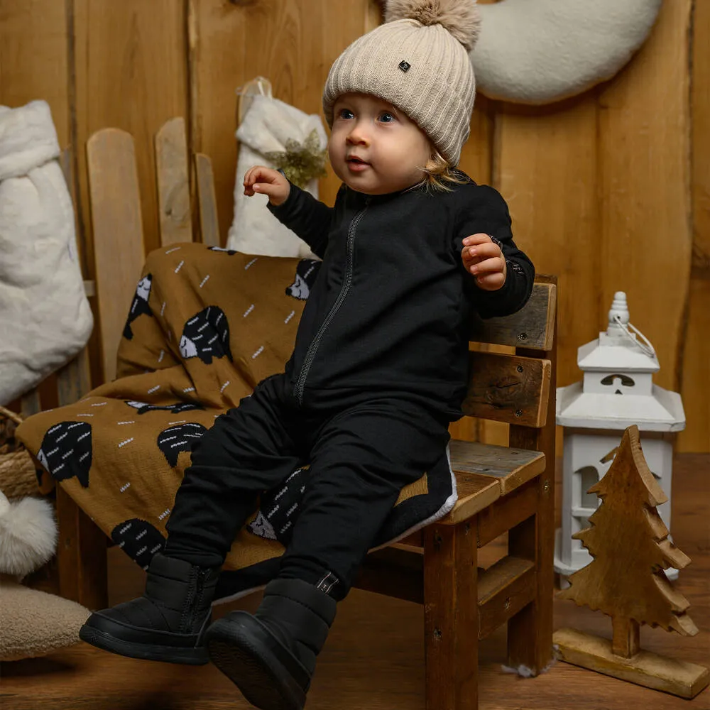 Black Cotton & Bamboo Hooded Tracksuit