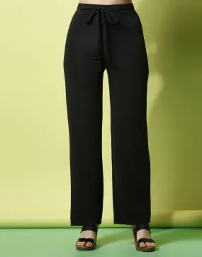 Black knotted Straight Fit Trouser