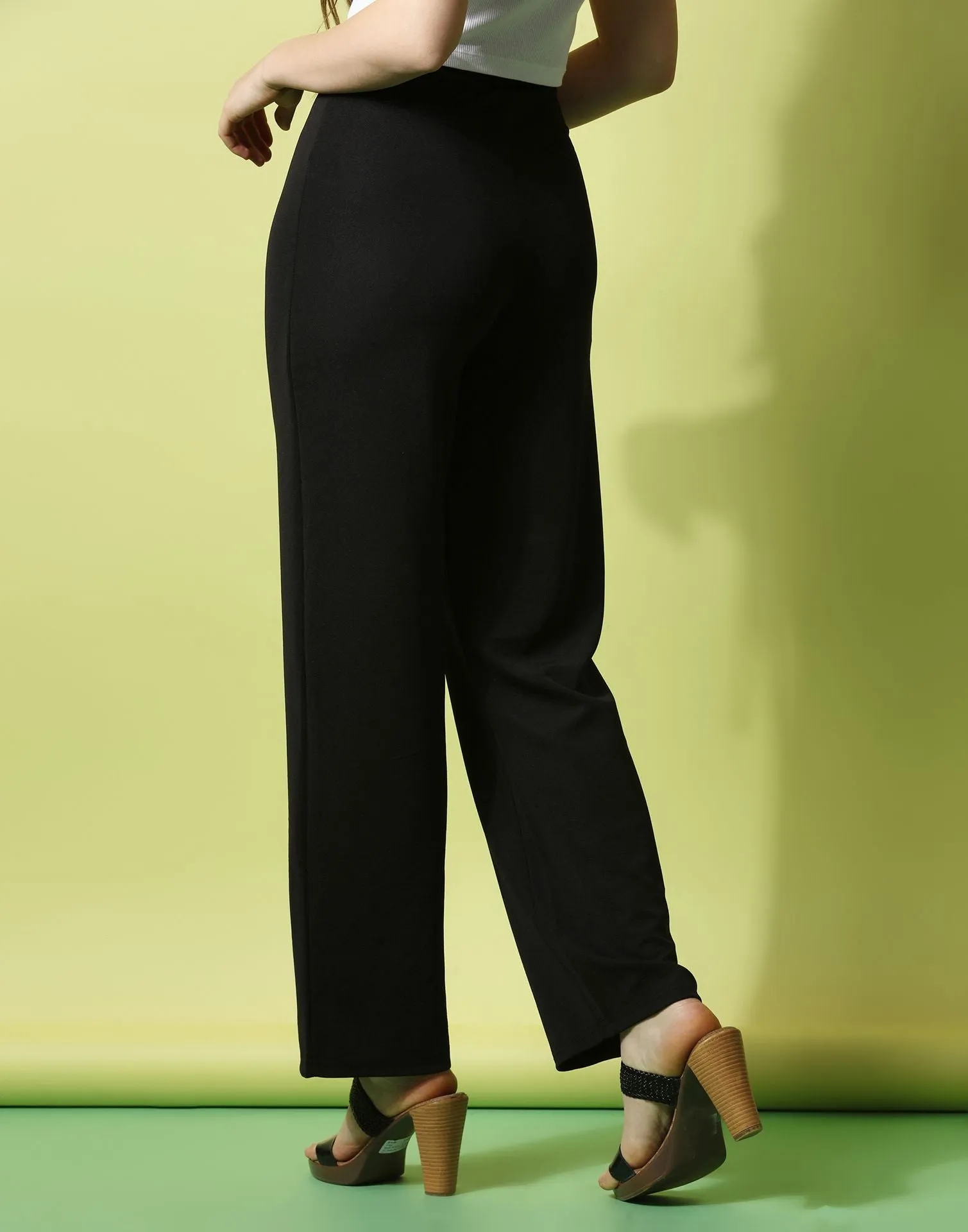 Black knotted Straight Fit Trouser