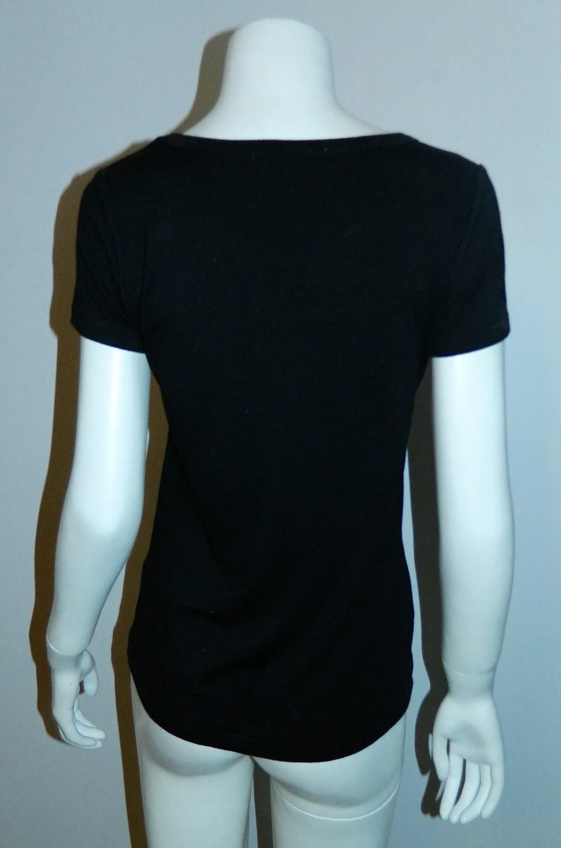 black Yves Saint Laurent tee shirt / YSL gold logo top slim fit S - M