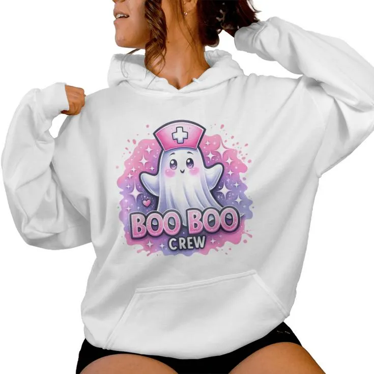 Boo Boo Crew Nurse Pink Ghost Halloween Costume For Women Women Hoodie