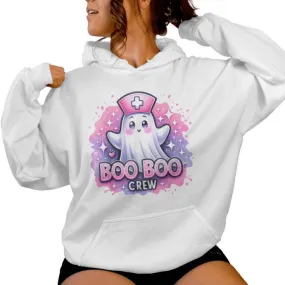 Boo Boo Crew Nurse Pink Ghost Halloween Costume For Women Women Hoodie