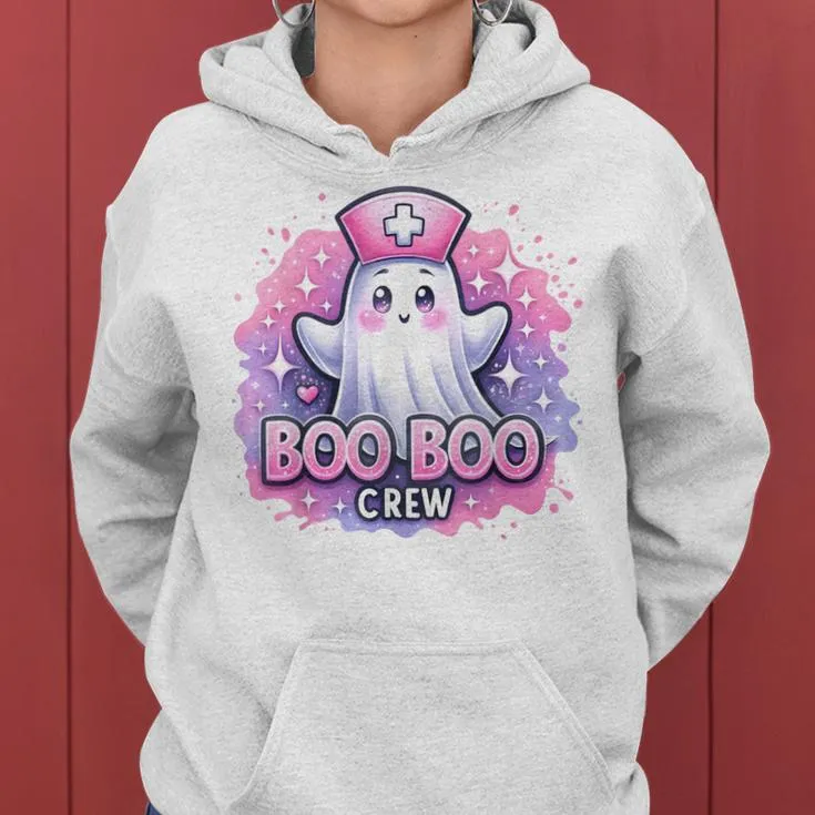 Boo Boo Crew Nurse Pink Ghost Halloween Costume For Women Women Hoodie