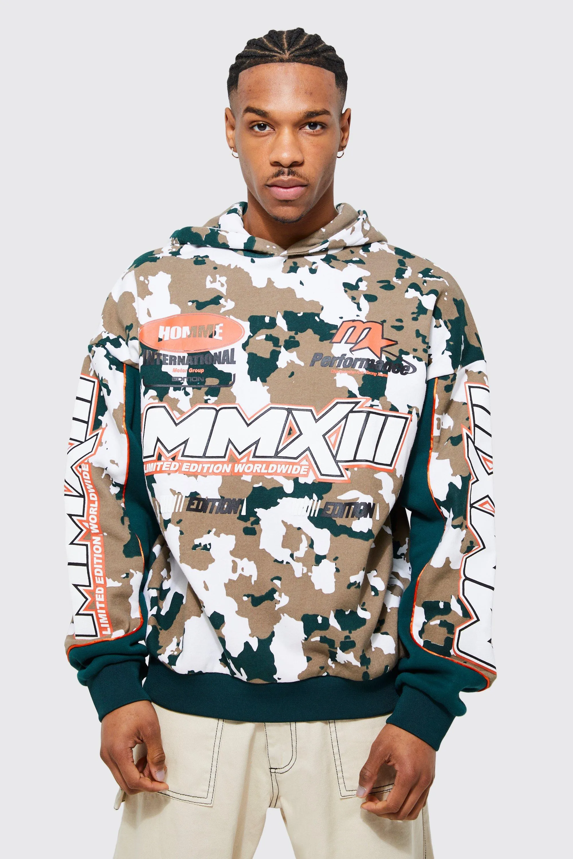 Boxy Camo Moto Hoodie