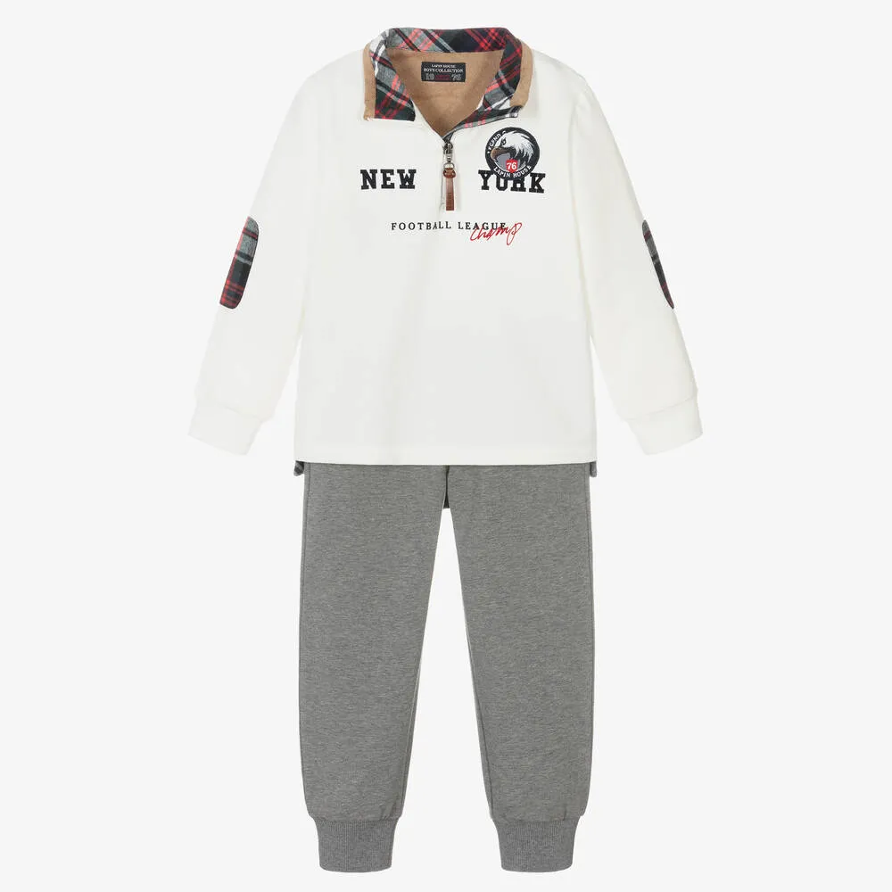 Boys Ivory & Grey Tracksuit