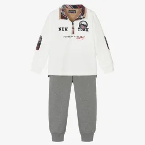 Boys Ivory & Grey Tracksuit