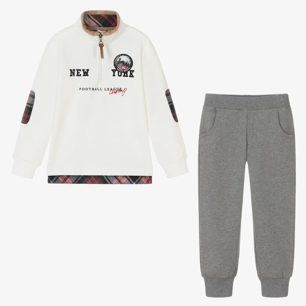 Boys Ivory & Grey Tracksuit