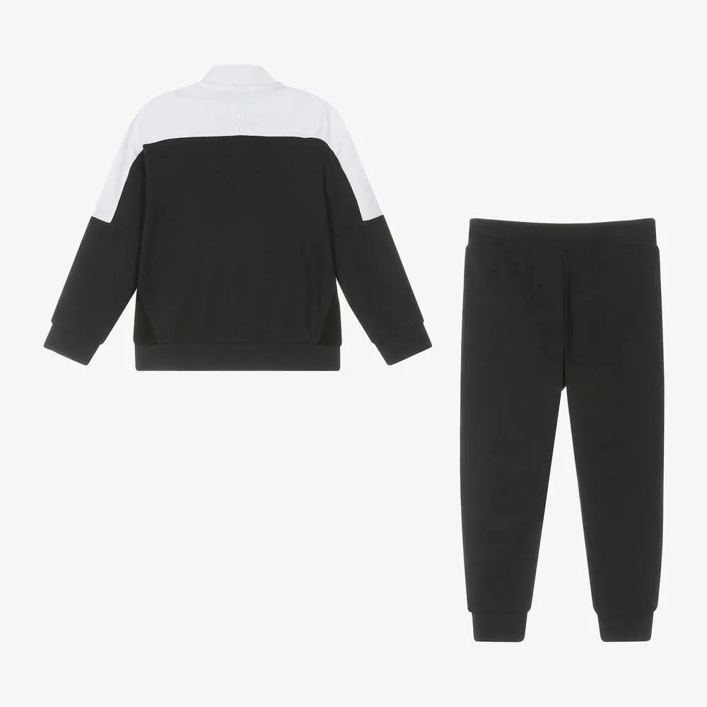 Boys Navy Blue & Black Cotton Tracksuit