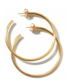 Brushed Gold Skinny Hoops