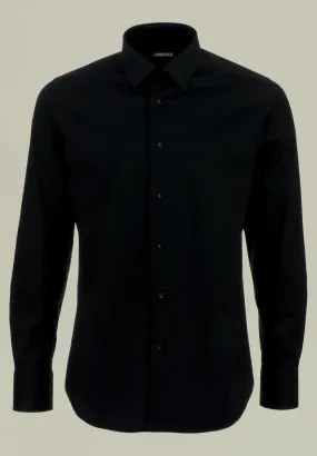 Camicia nera cotone elasticizzato Slim