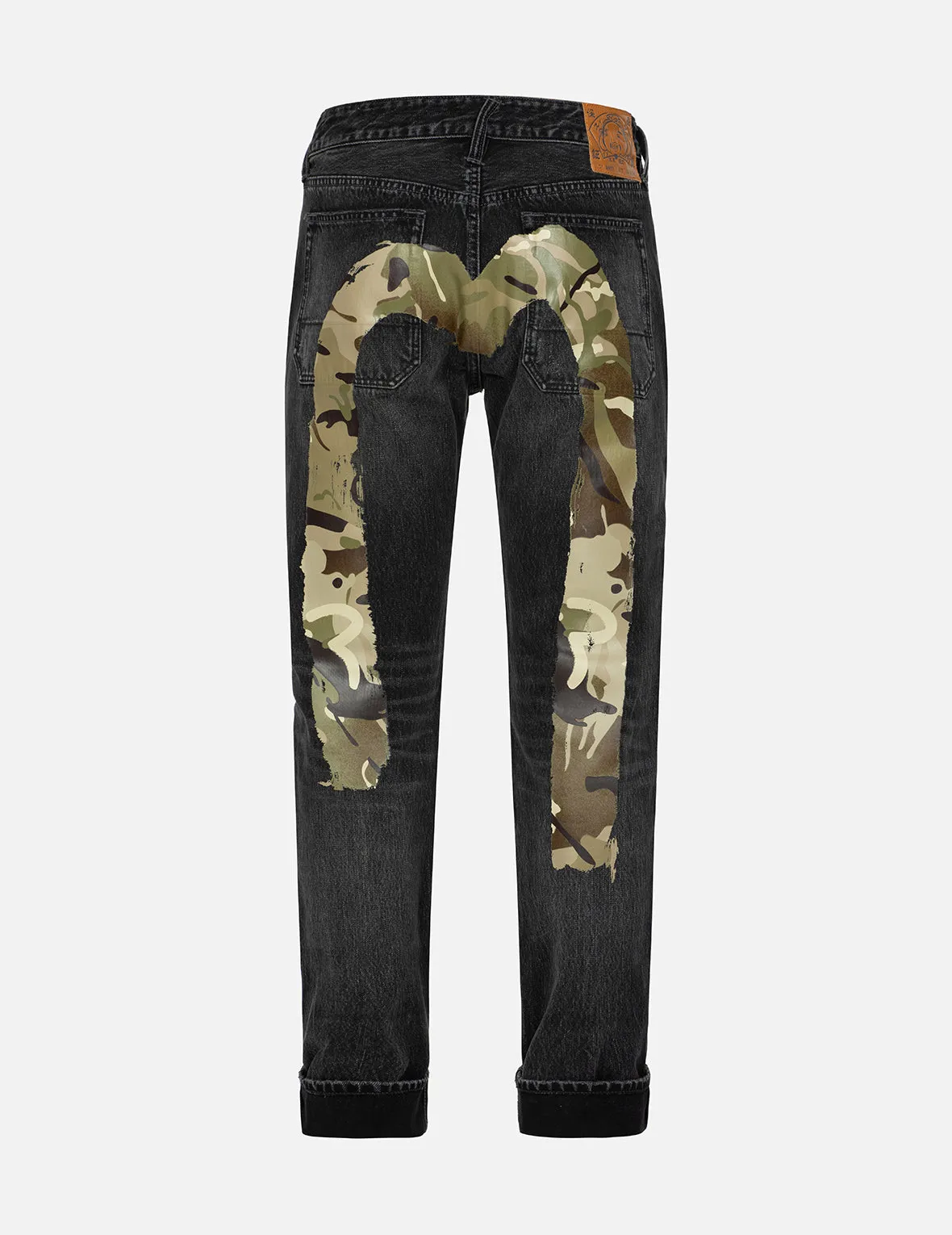 Camouflage Brushstroke Daicock Print Distressed Carrot Fit Jeans #2017