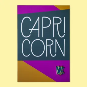 Capricorn Pin and Postcard