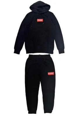 Completo tuta PYREX felpa cappuccio + pantalone box logo nero