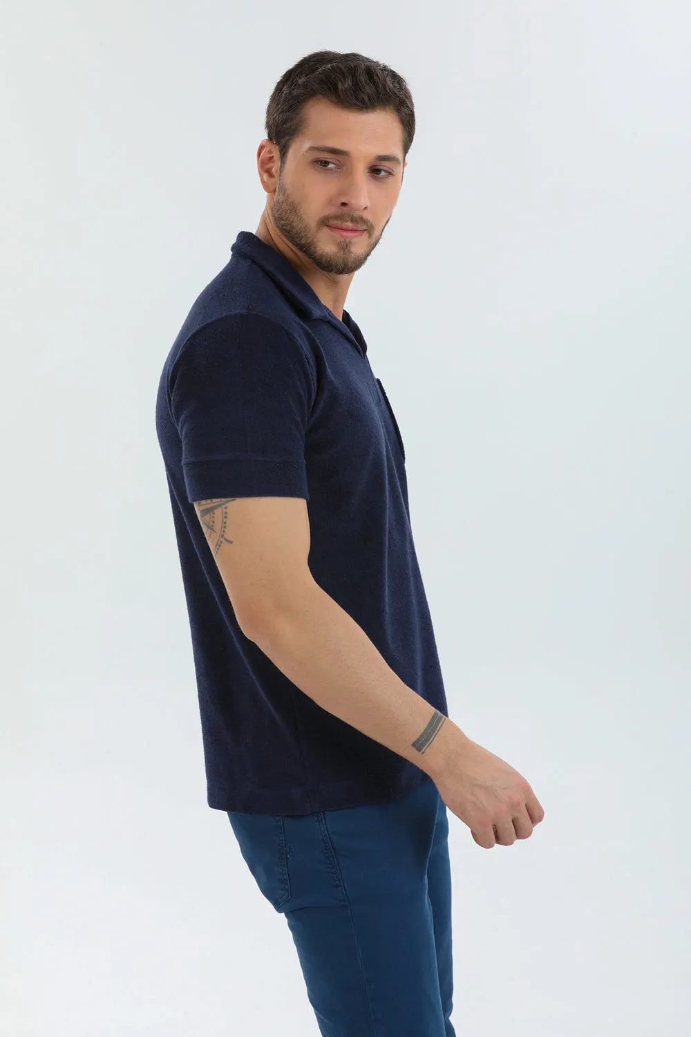 Cotton Man Polo Blue