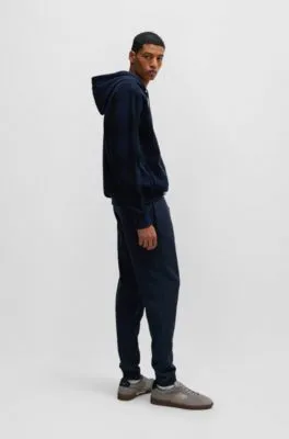 Cotton-terry tracksuit bottoms with logo patch