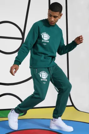 Courtside Tracksuit With Extended Neck | boohooMAN UK