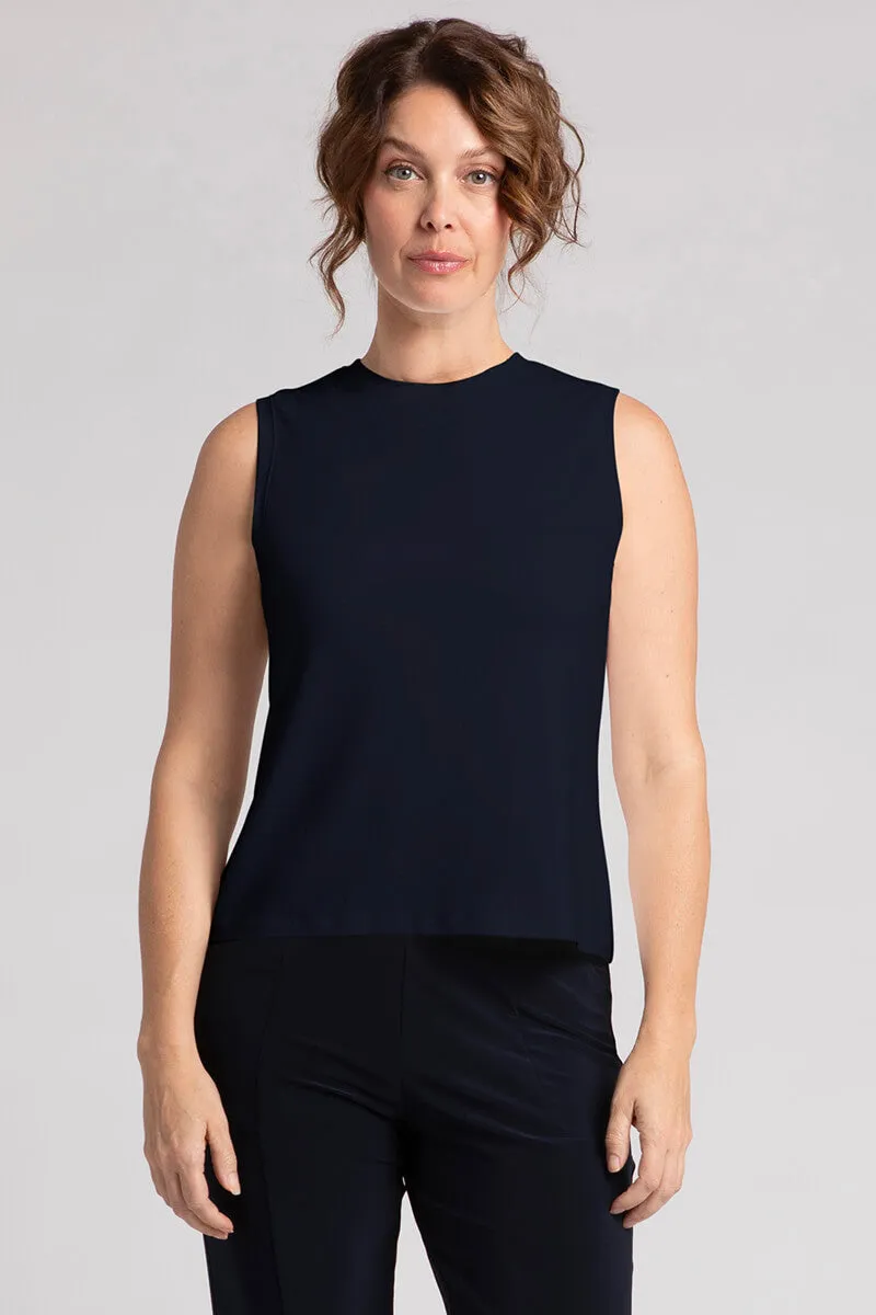 Crew Neck Slim Tank | Navy