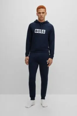 Cuffed tracksuit bottoms in French terry with logo print