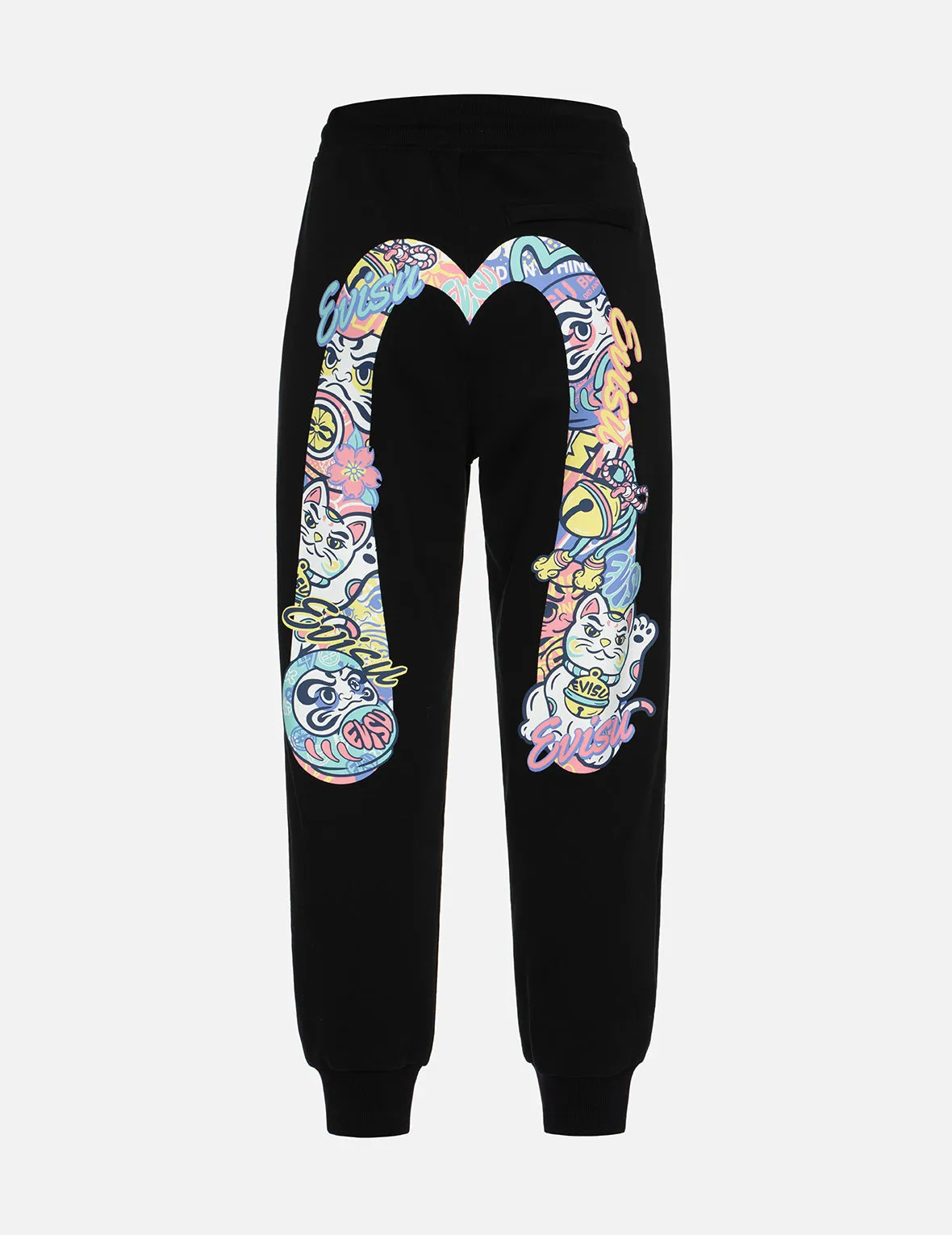 Daruma and Fortune Cat-pattern Daicock Print Regular Fit Sweatpants