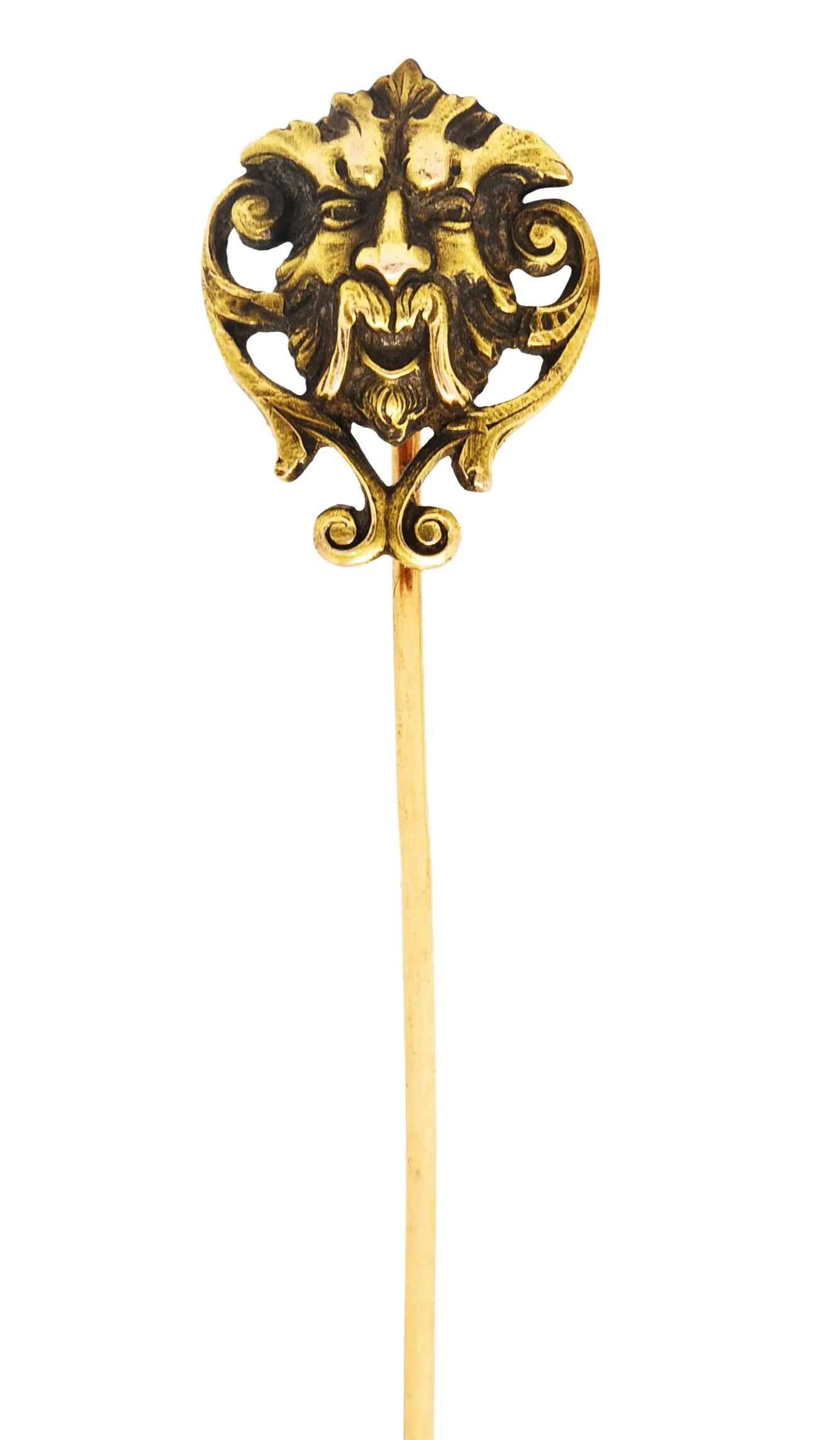 Day Clark & Co. 14 Karat Yellow Gold Green Man Stickpin