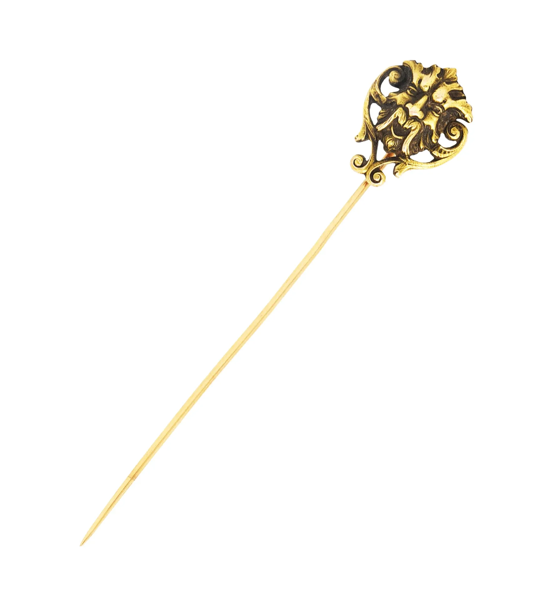 Day Clark & Co. 14 Karat Yellow Gold Green Man Stickpin