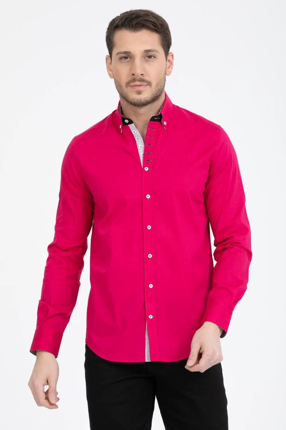 Donatello Iconic Poplin Stretch Man Shirt Pink