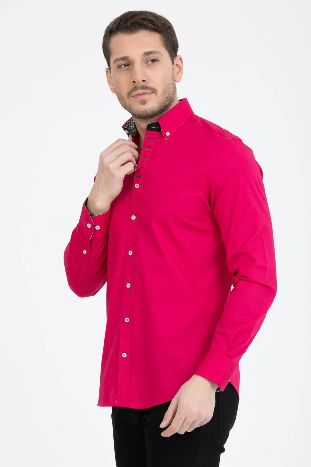 Donatello Iconic Poplin Stretch Man Shirt Pink