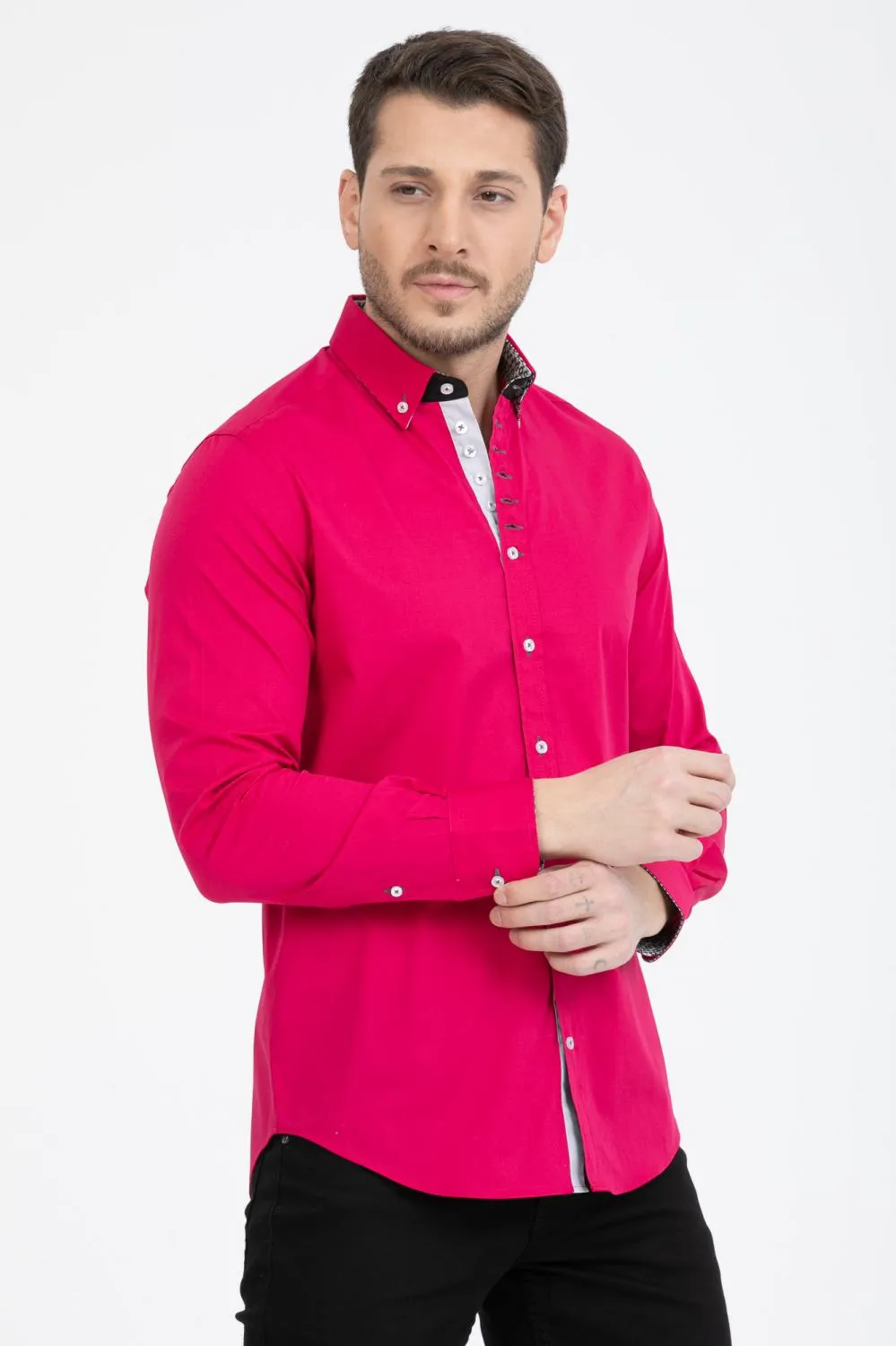 Donatello Iconic Poplin Stretch Man Shirt Pink