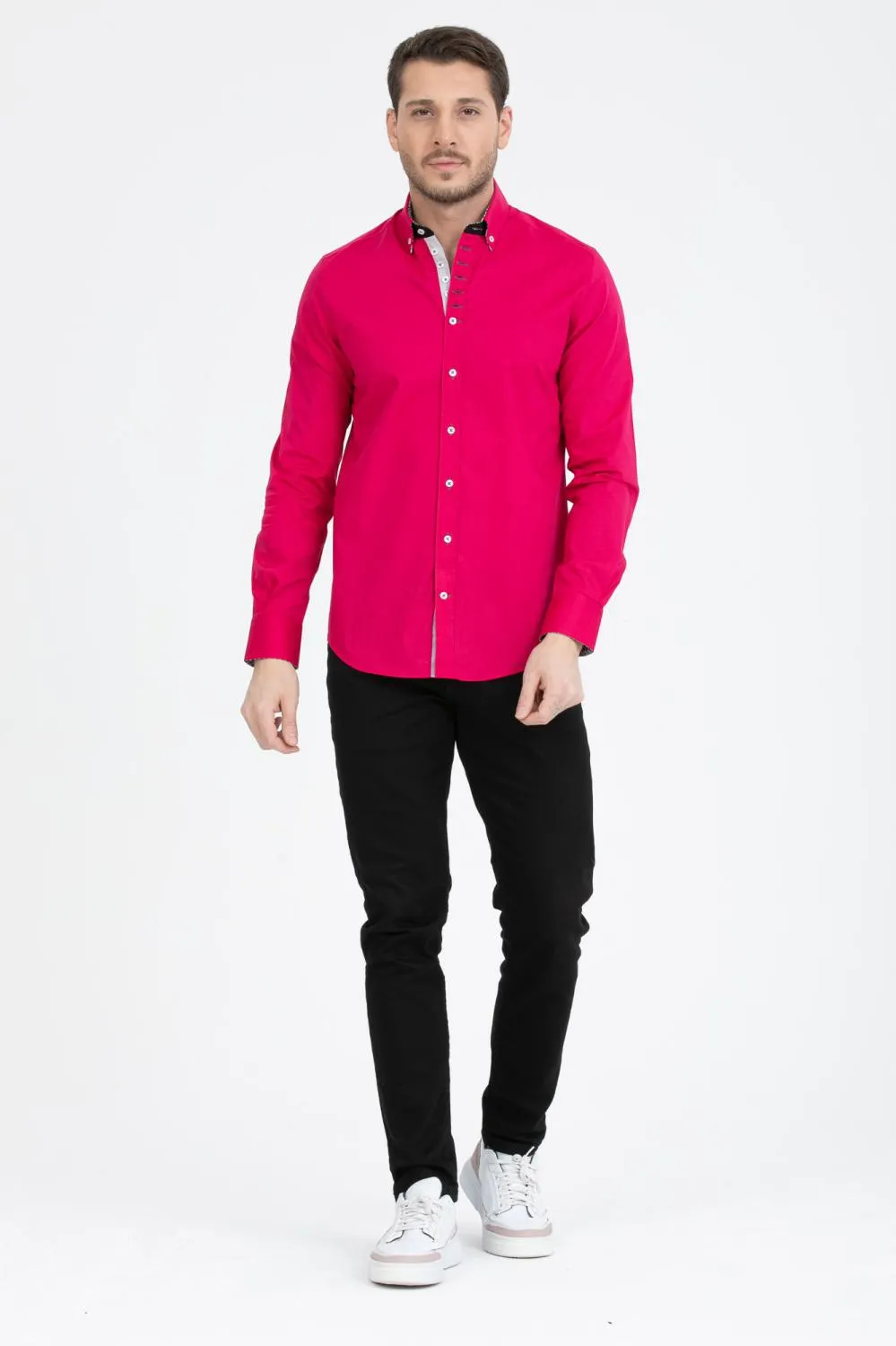 Donatello Iconic Poplin Stretch Man Shirt Pink