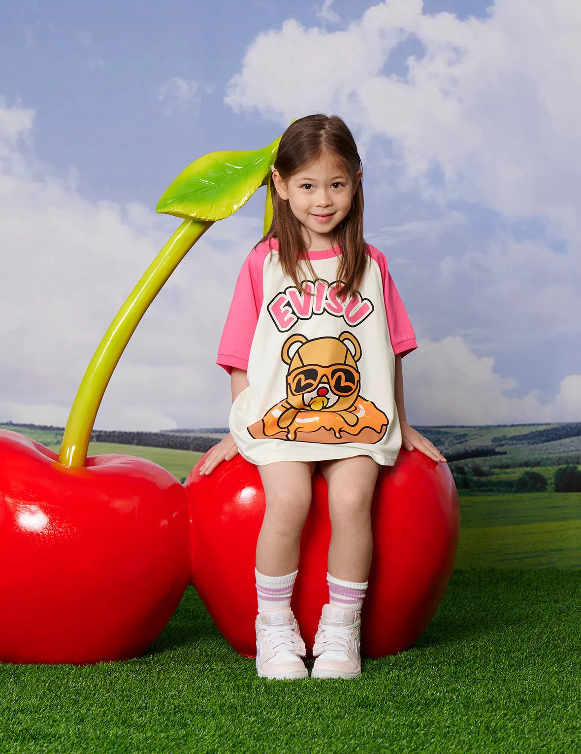 Donut Bear and Logo Print Regular Fit T-shirt