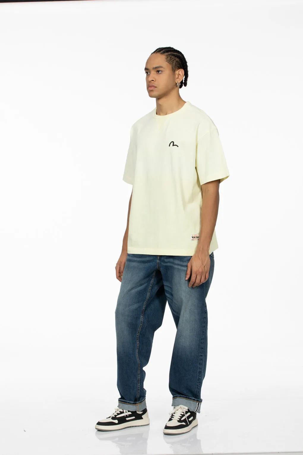 Ecru Brushstroke Daicock Loose Fit Jeans