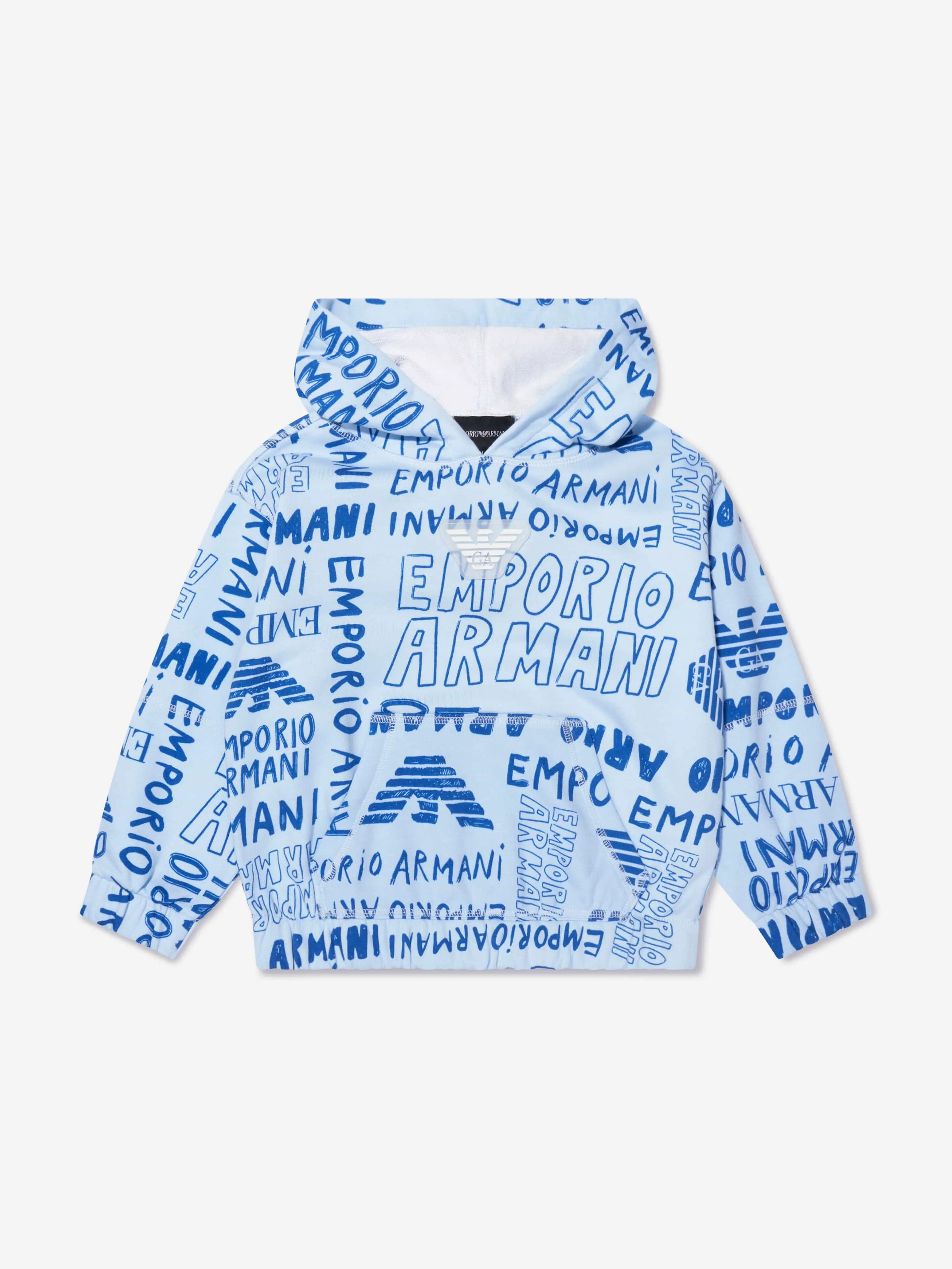 Emporio Armani Boys Logo Print Hoodie In White