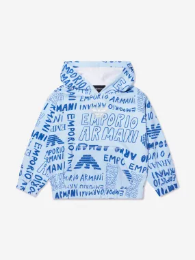 Emporio Armani Boys Logo Print Hoodie In White