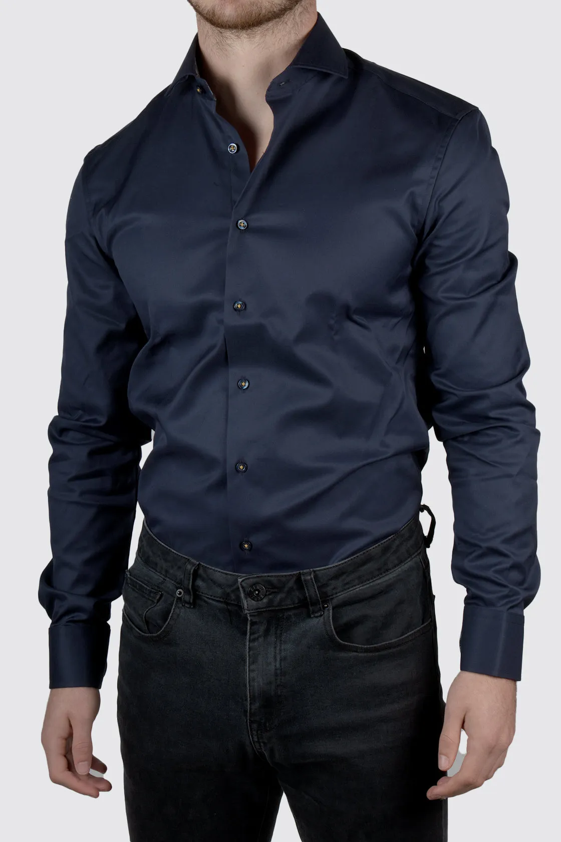 Eterna Slim Fit Shirt Navy