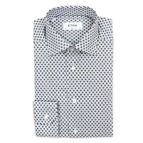 Eton - Slim Fit Medallion Print Shirt in White & Blue