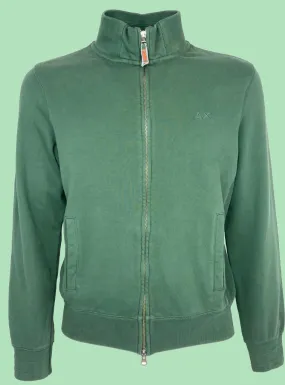 FELPA UOMO VERDE CON ZIP 100% COTONE